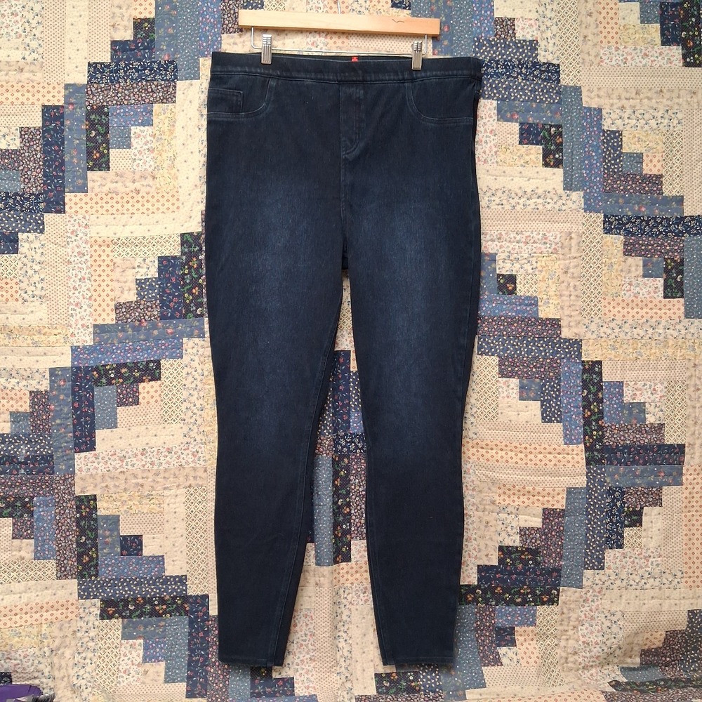 SPANX Jean-ish Leggings Womens 2XL Tall Dark Wash Skinny Pull On Denim Jeggings